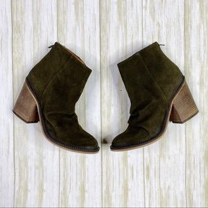 Rebels Green Suede Leather Heeled Ankle Booties